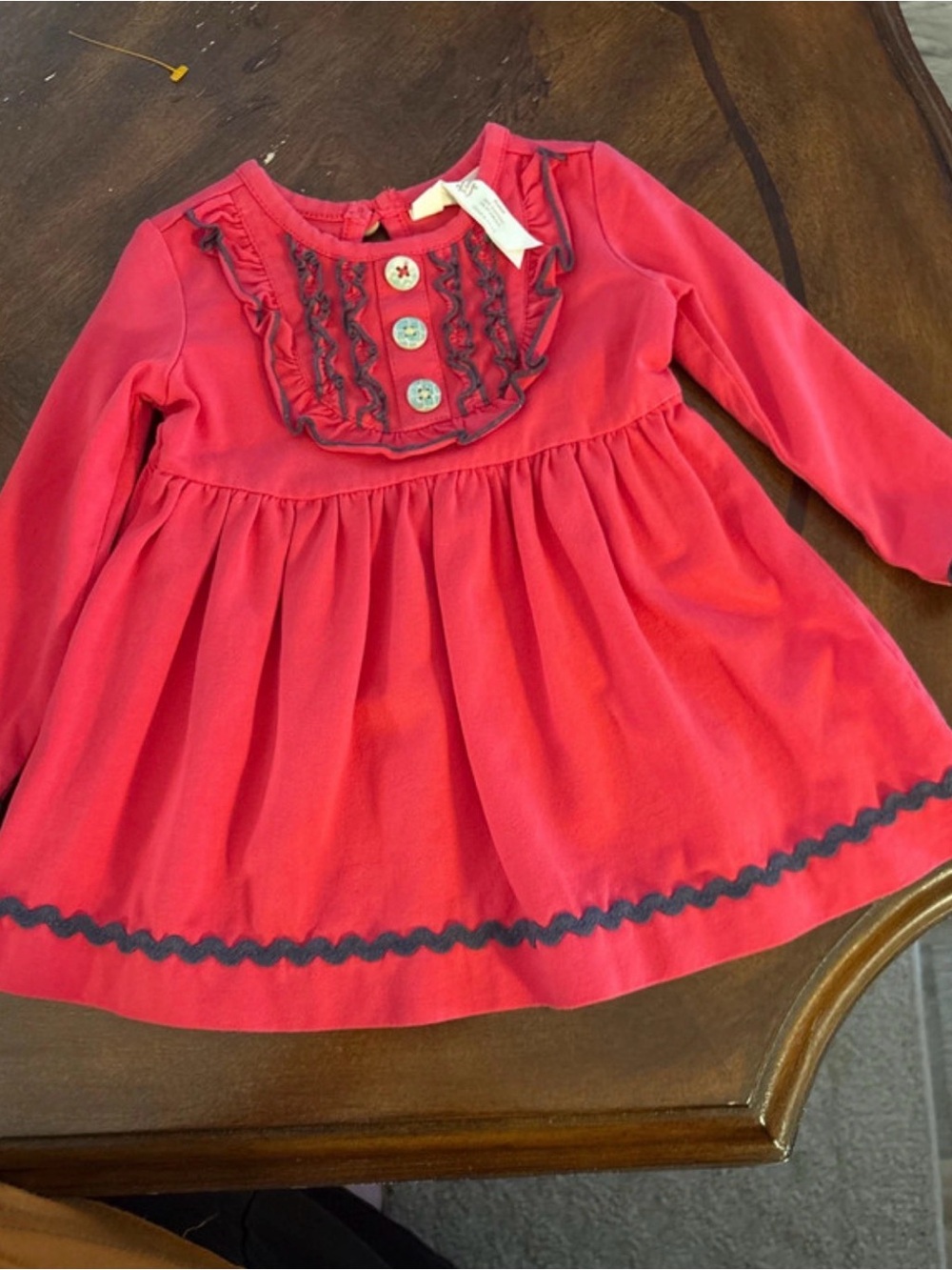 Girls Long-Sleeve red Ruffled Dress